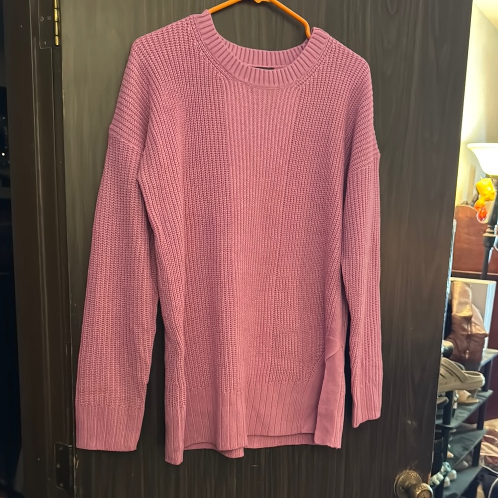 The Limited Pink Crew Neck Sweater with Ribbed Texture